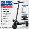X6 PRO Dvoumotorová terénní elektrokoloběžka, 2400W48V21Ah Baterie, Dojezd 55-65 km, Dvojité kotoučové brzdy pro bezpečnou jízdu