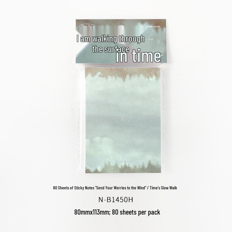 Artistic Scenery Sticky Notes - 80 Sheets, Wind Series Collage Journal Paper