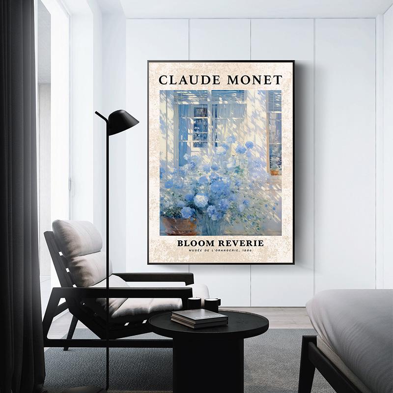 

Claude Monet Famous Drawing Art Prints and Poster Vintage Colorful Courtyard Flower Scenic Seascape Canvas Painting Home Decor 20x30cm