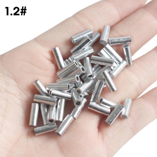 50Pcs Solid Fishing Line Tube Single Double Barrel Aluminium Anti Rust Crimping Loop Sleeve for Angling