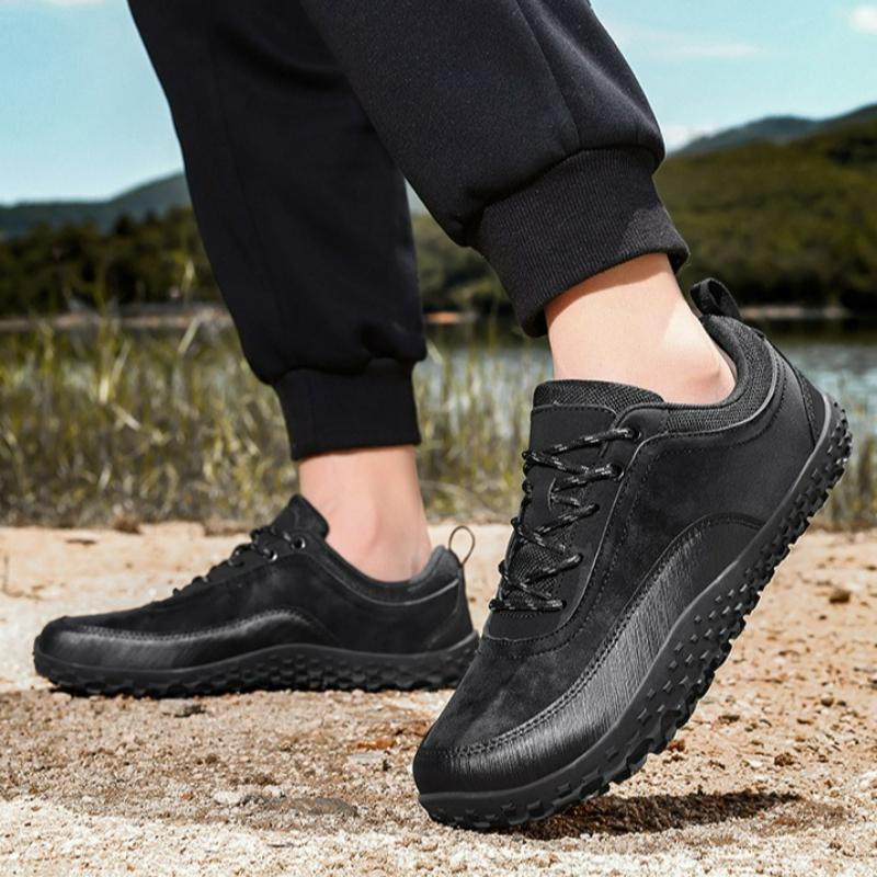 Men's Sneakers Wide Toe Barefoot Shoes Unisex Outdoor Lace-up Casual Shoes Plus Size Hiking Shoe Breathable Leather Men Shoes