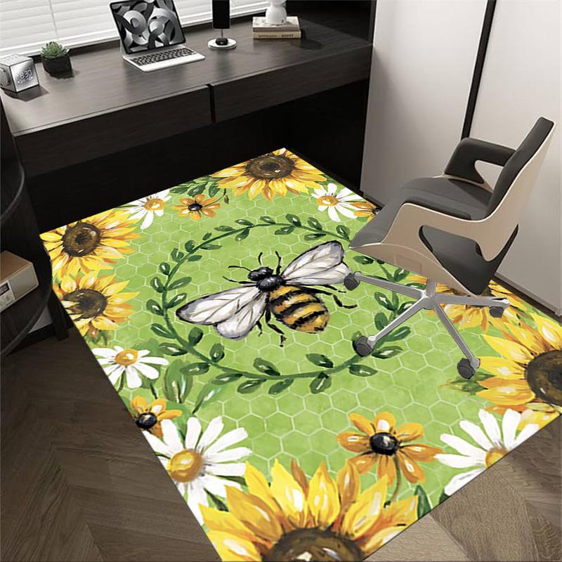 

1PC Bee Sunflowers Extra Large Non Slip Floor carpet, Office, family, bedroom, Studio Large Area Rug Indoor Rugs, , Vibrant Colors 60cm by 90cm