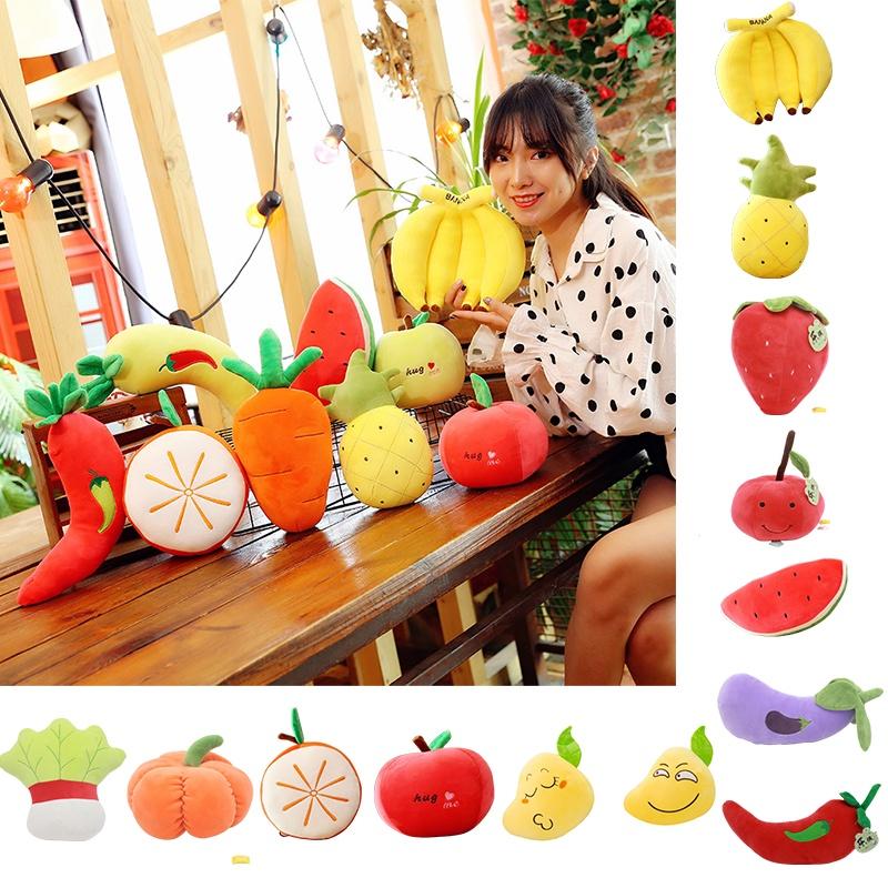 Cuddly Plush Fruits Vegetables Keychain Pendant Dolls Banana Orange Peach Eggplant Carrot
