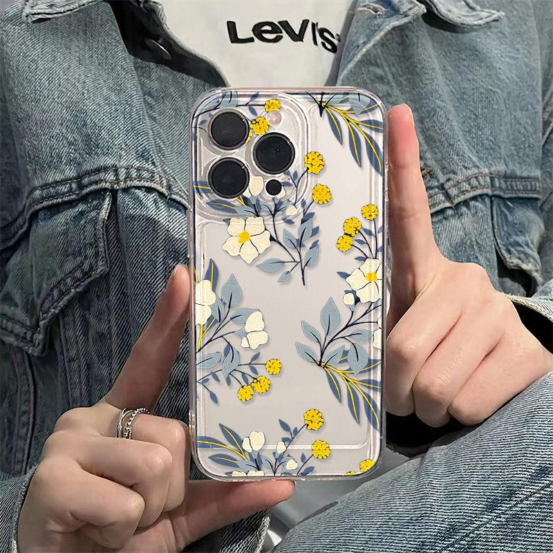 Small Yellow Flower for iPhone17promax Apple 16 Mobile Phone Case 14/13 Fine Hole 15 All-inclusive Ins