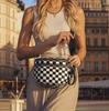Checkered Crossbody Sling Bag Multi-Pocket Chest Purse with Adjustable Wide Strap for Outdoor Travel and Daily Use
