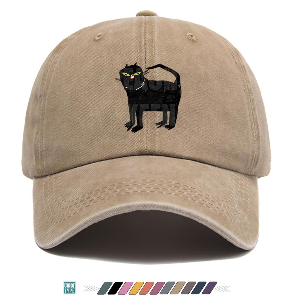 pc Black Cat Print Pattern Baseball Cap Creative Personalized Graffiti Design Trendy Fashion Street Style Unisex Adjustable H