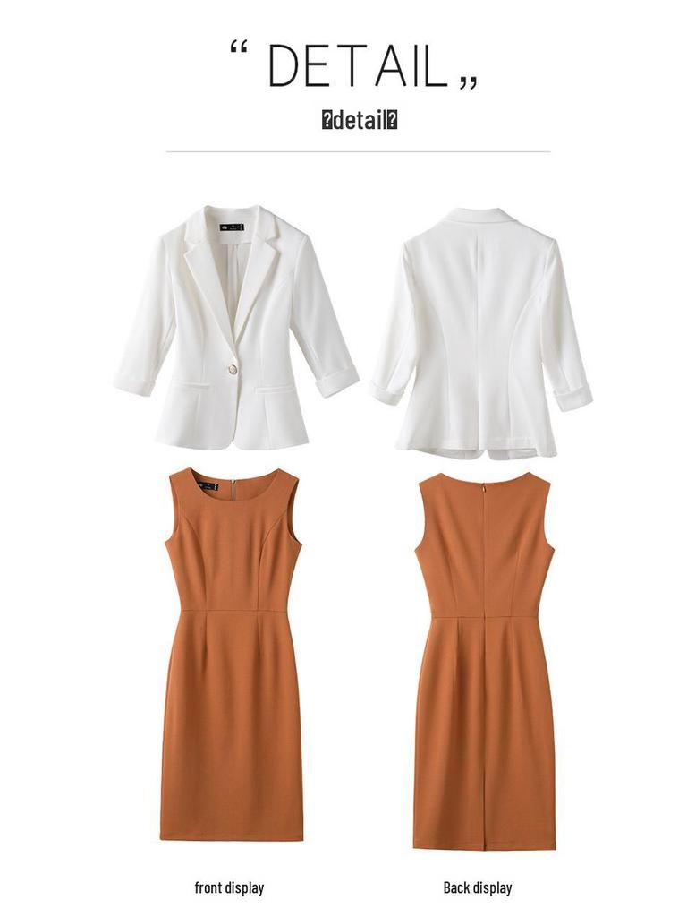 Damen Herbst Weißes Anzug Rock Set - Professionell & Lässig Kleine Jacke