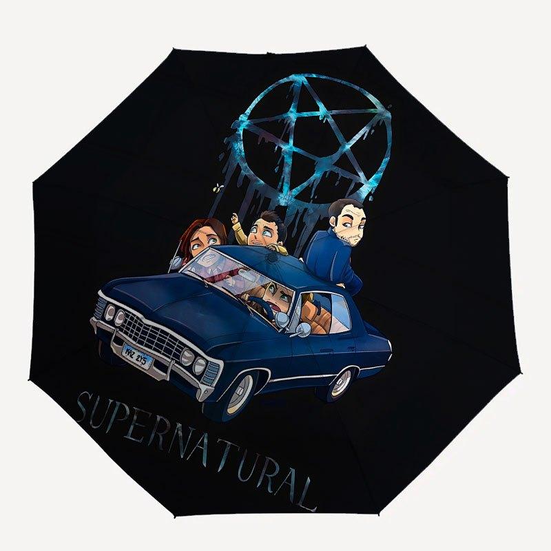 

1pc Supernatural- Automatic Opening/Closing Umbrella with Convenient Three-Fold Design, 8 Iron Ribs - for Outdoor Daily UseA21