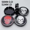 4pcs 56MM ( 51MM I.D) Skull Logo Emblem Car Wheel Center Caps Styling Accessories for Rim Wheels Hub Hubcaps Cover Badge Replace