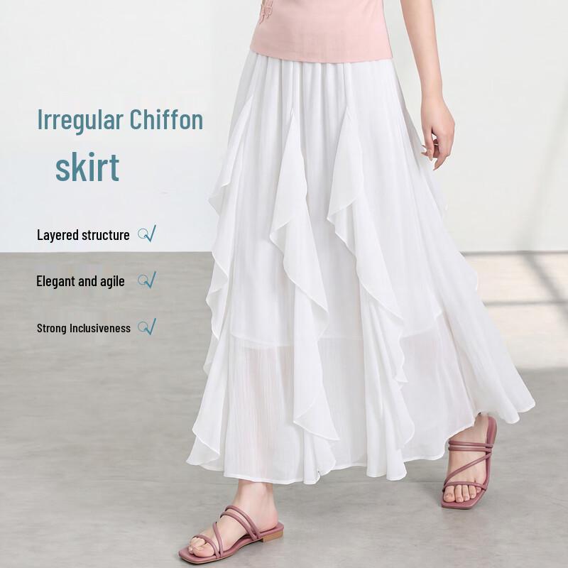 FivePlus Irregular Chiffon A-Line Midi Skirt F
