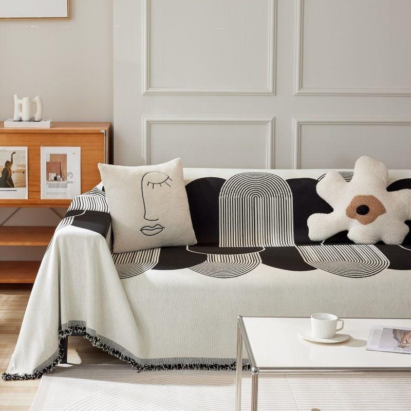 Chenille Sofa Throw—Full-Coverage Cover, All-Season Universal Fleece Sofa Cushion Cover, Non-Slip Throw, Cat-Scratch Resistant