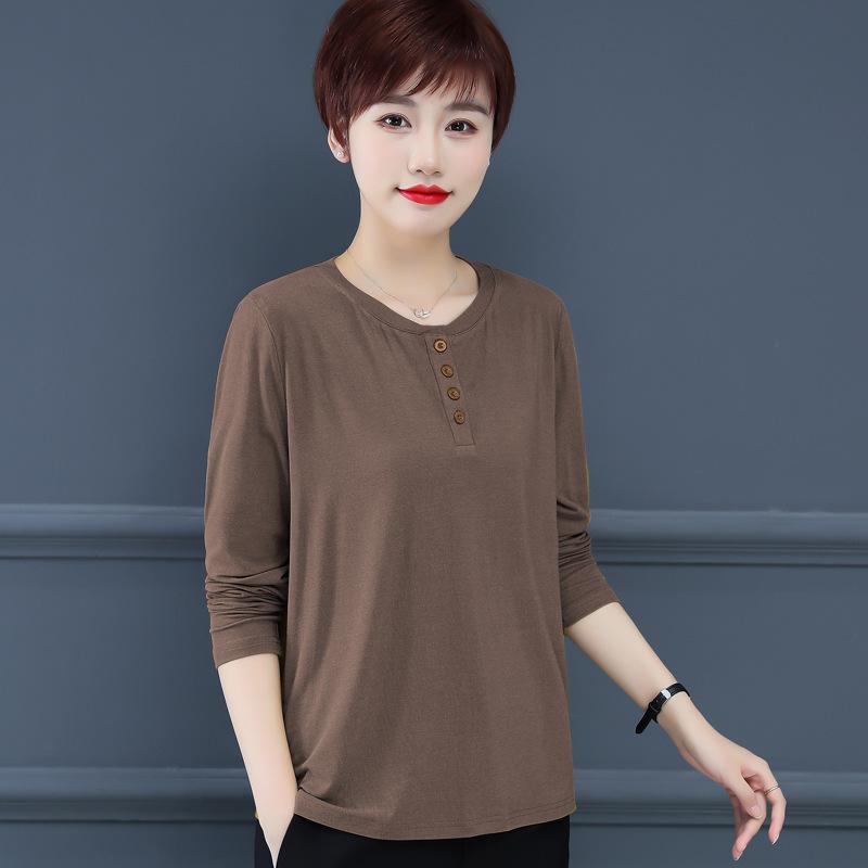 Autumn long-sleeved T-shirt women's new simple and versatile loose temperament top crew neck shirt