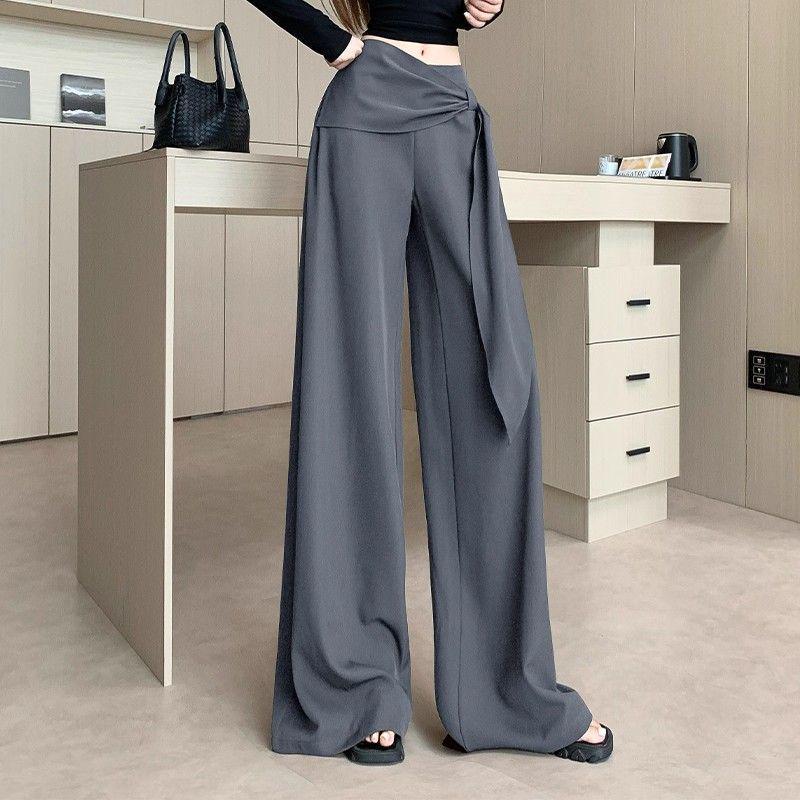 Damen Palazzo-Hose mit hoher Taille und Schnürung, Design Frühling/Sommer 2026, Figurschmeichelnder Fall, Bodenlang, Lässiger Vielseitiger Stil.