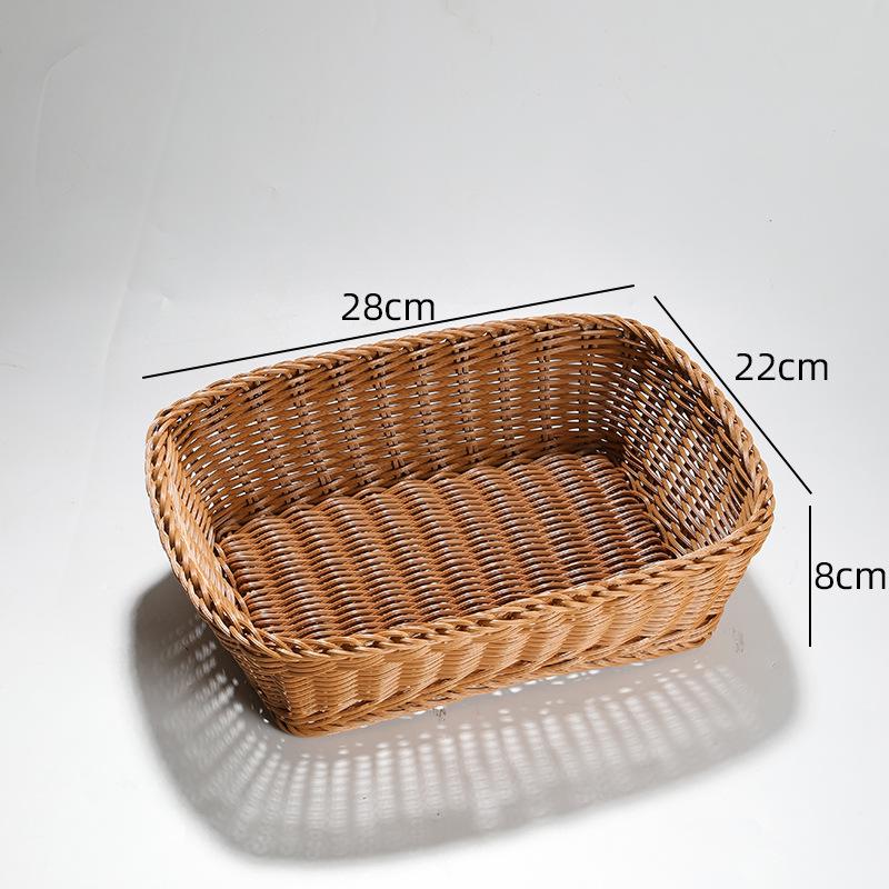 Handwoven Hardness Rattan Wicker Woven Serving Baskets Household Bread Fruit Vegetables Basket Rattan Basket Restaurant Display