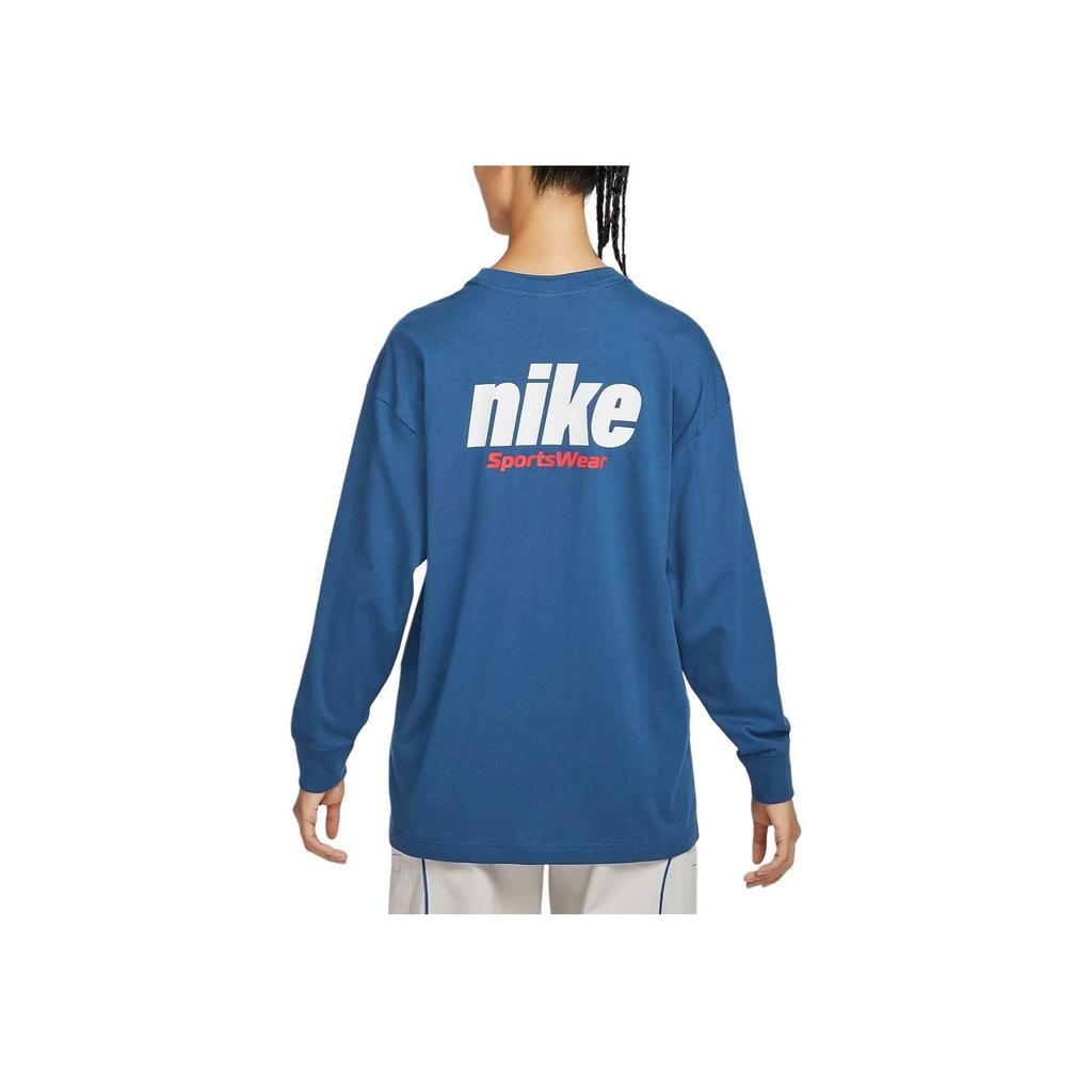 Nike Sportswear Essentials Series Digital Letter Print Logo Long Sleeve Sweatshirt Women sweatshirt Garden-Blue HQ1574-421