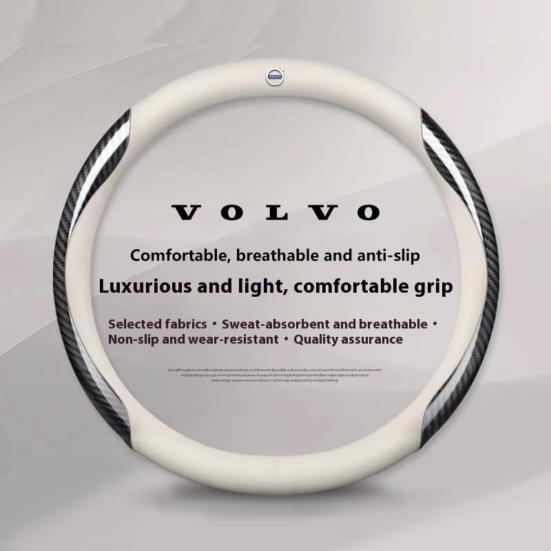 Pro Volvo XC60 XC70 XC90 S60 S80 S90 V40 V50 V60 V90 38cm Potah volantu z uhlíkových vláken a protiskluzové kůže Příslušenství