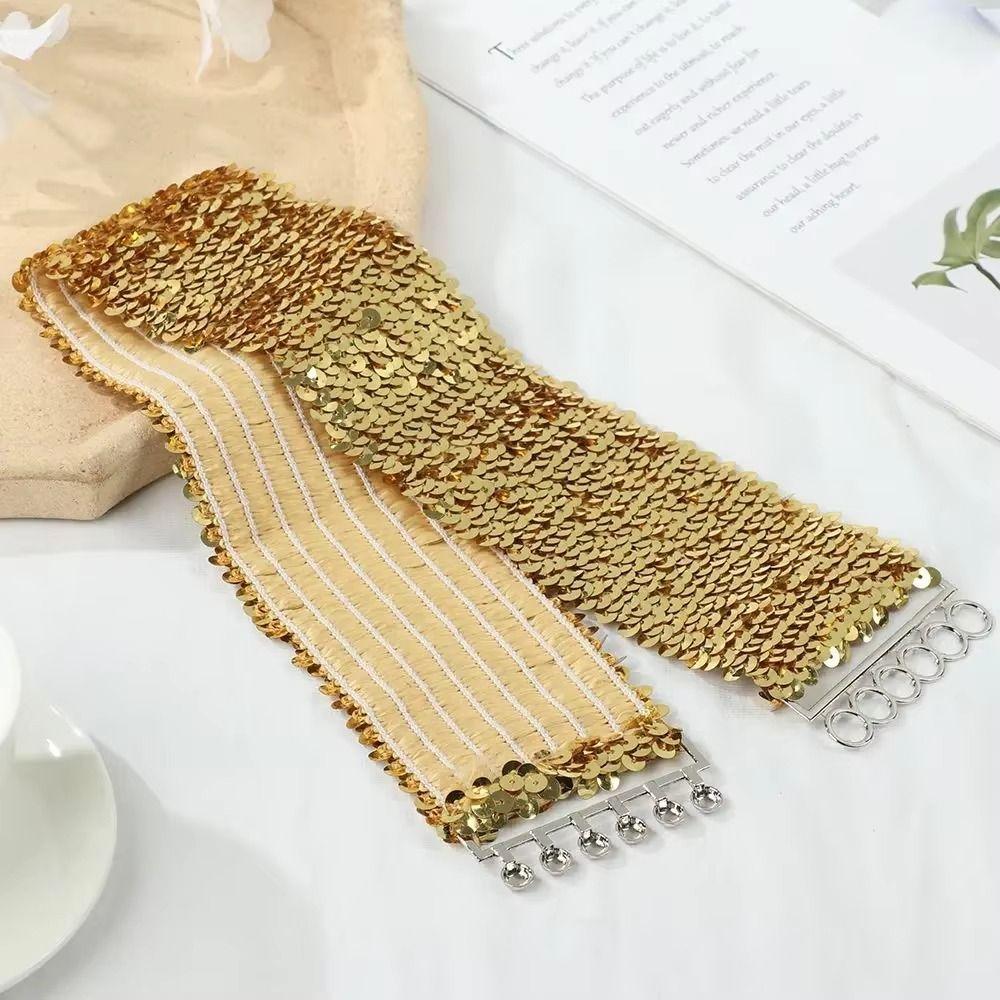 Breiter Elastischer Pailletten-Breiter Korsettgürtel Metallschließe Taillenkorsettgürtel Elegant Feminin