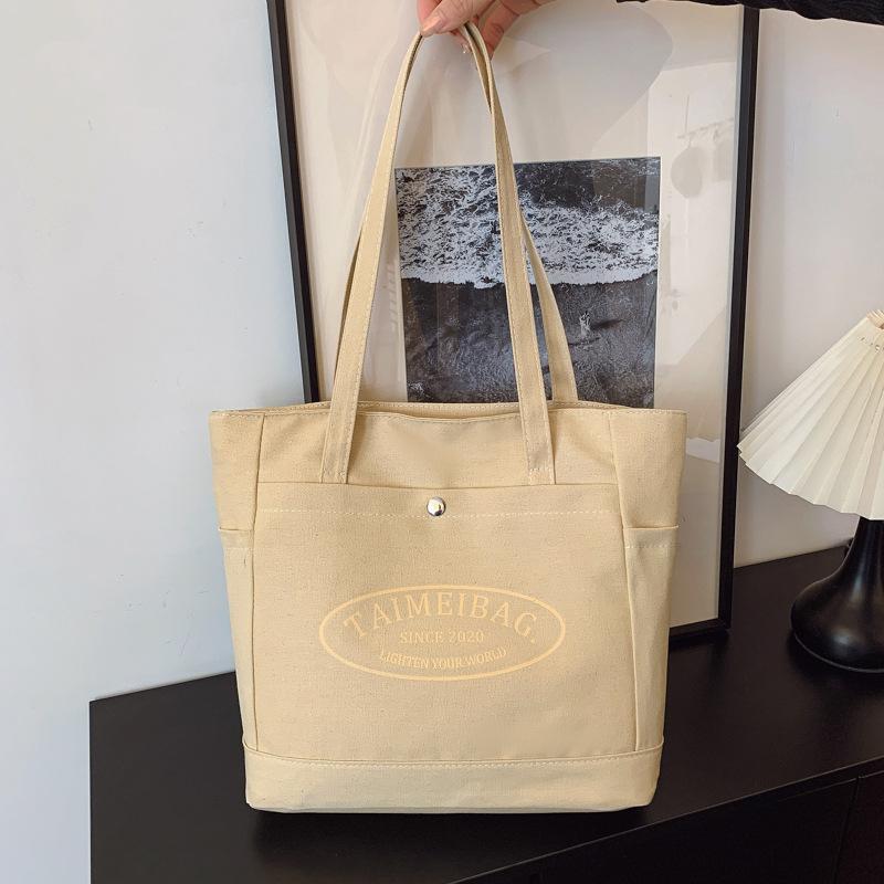 

Модные и популярные сумки, тканевые сумки, новая универсальная одноплечевая большая вместимость студенты простая портативная сумка-тоут для занятий хаки