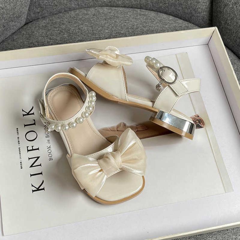2024 Children Sandals Girls Sandals Soft Soles Kid Shoe for Girl Bow Ties Girls Princess Shoes Anti-slippery Sandalias De Mujer