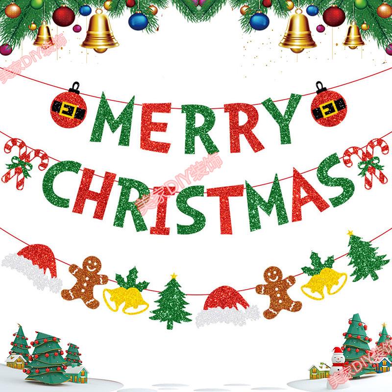Christmas Theme Jewelry Store Decoration: Felt Garland & Tree Banner for Wall