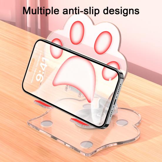 Yousheng Mobile Phone Holder Foldable Cat Paw Stand Adjustable Multi-Angle Rotation Acrylic Phone And Tablet Holder for Desk Office Travel