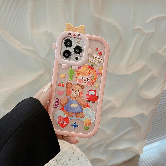 

Мультяшный медведь, счастливая девушка, граффити, любовь, автомобиль, силиконовый мягкий чехол для телефона для Iphone 14 Pro Max Plus 13 11 12 Promax 3d, милый чехол на заднюю панель For iphone 13