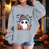 Kids Halloween Printed Hoodie, Loose Fit Casual Pullover for Boys Girls