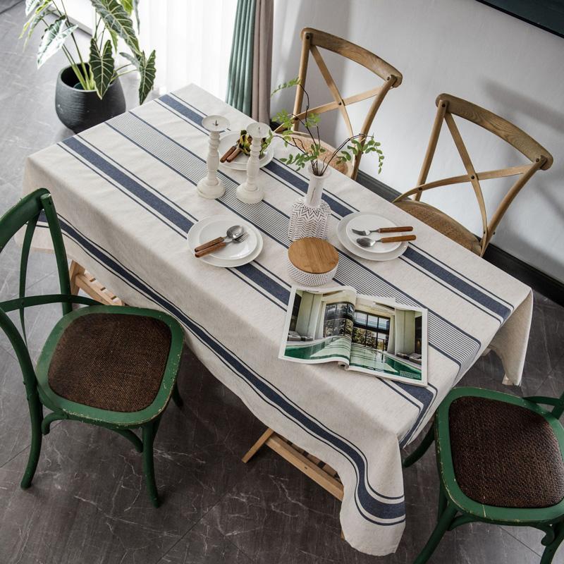

French Stripe Tablecloth Cotton Linen Fabric, Rectangle Table Covers For Kitchen, Dining Party, Dustproof, Farmhouse, Christmas 150x100cm