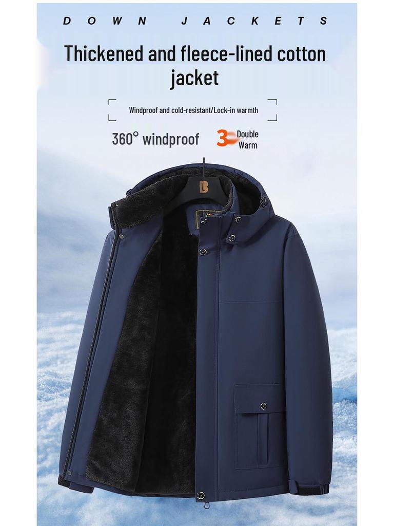 Men's Plus Size Cotton Coat, Thick and Warm, Loose-fit Outdoor Jacket, 10XL