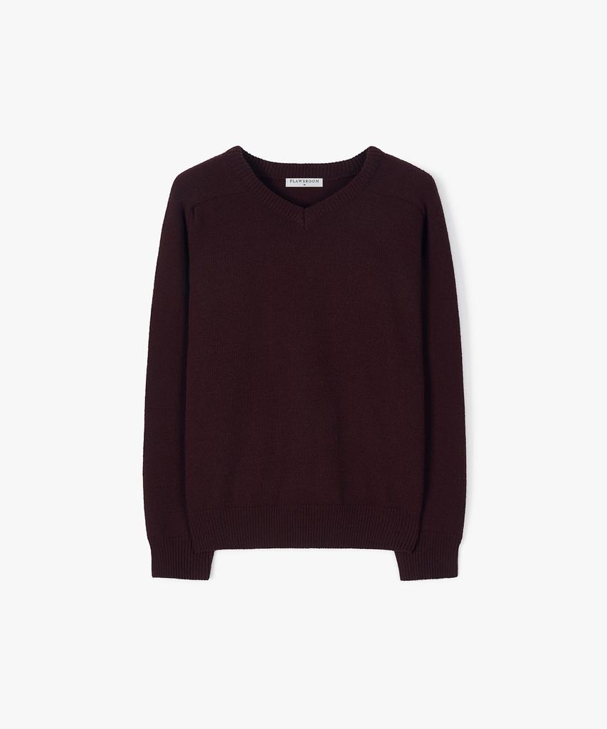 FLAWSROOM Fine Wool V Neck Knit Wine