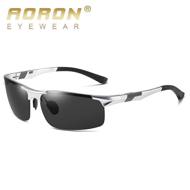 aoron Mote Polariserte Solbriller Vintage Legering Solbriller Retro Luksus Aluminiumsinnfatning Goggles for Menn