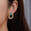 Retro Ins Style Earrings Set K Gold Stainless Steel Turquoise Set Earrings, Niche High-end Exaggerated
