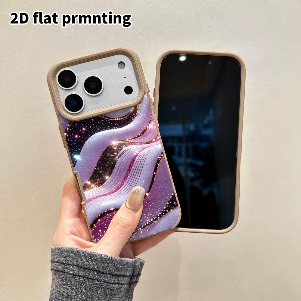 Phone Case: 2D flat lambskin suitable for iPhone 18 17 16 15 14 13 Pro protective case, black star, Christmas and Halloween gift