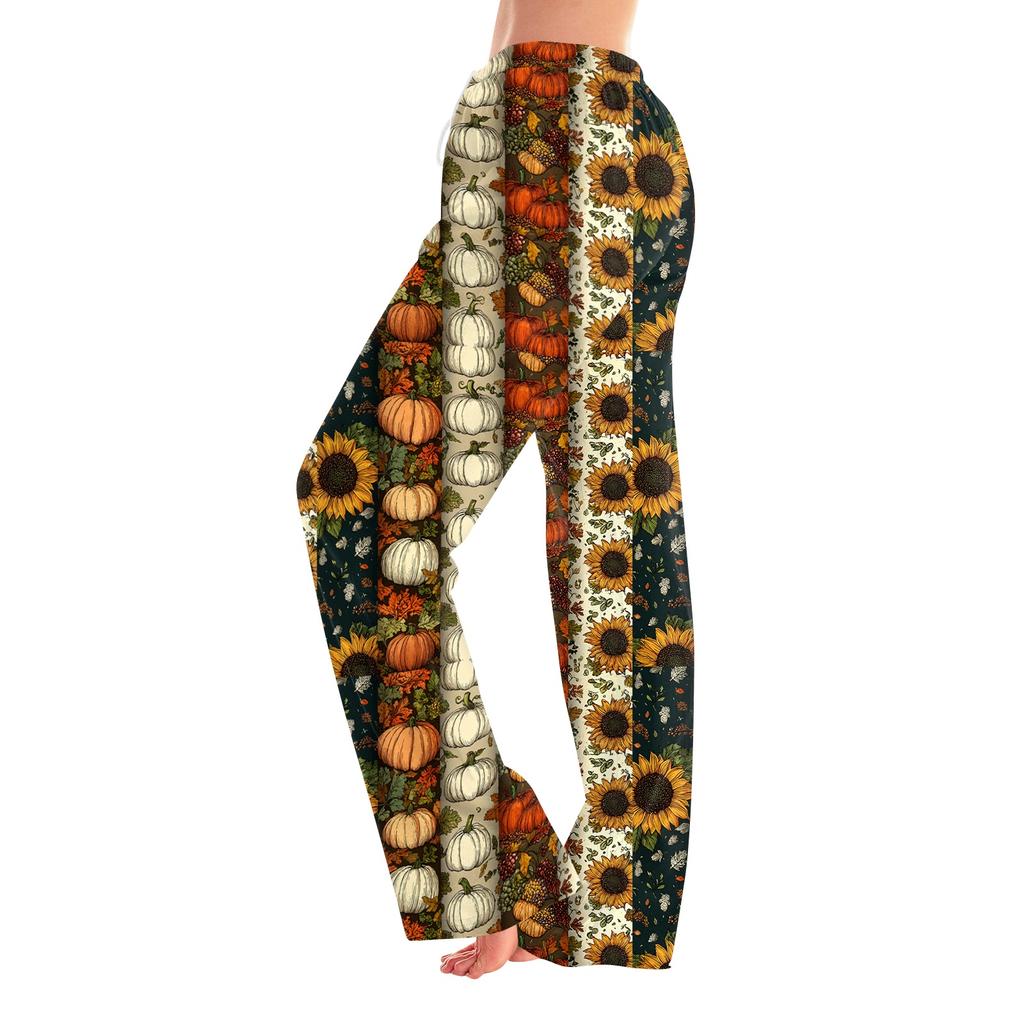 Pantaloni Pigiama da Donna con Stampa di Halloween, Vita Elastica e Coulisse, per Uso Casual e da Notte