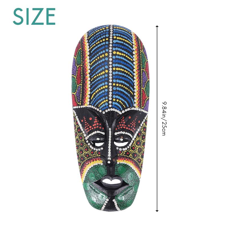 2025 Trend Wooden Mask Wall Hanging Solid Wood Carving Painted Facebook Wall Decor Bar Home Decorations African Totem Mask Craft