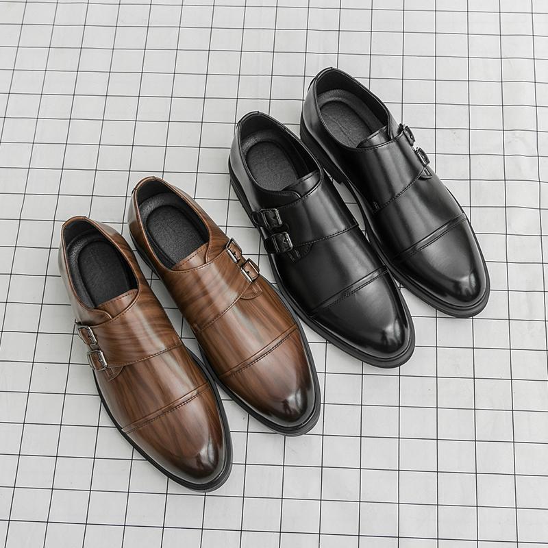 Fashion New Men Fashion Brand High Quality Glossy Leather Shoes Non Slip Artist Actor Flat Bottomed Sharp Pointed Gradient Leather Shoes