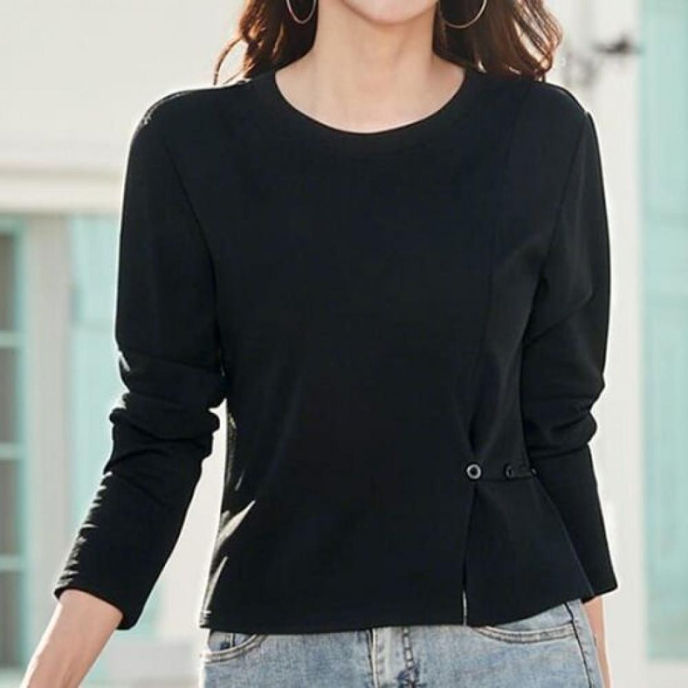 Navava Women S Plain Daily Round Neck Long Sleeve T ShirT nT3221