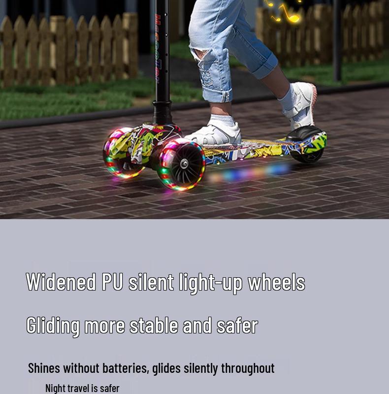 Children's Foldable Scooter for Ages 3-12, Pedal Model, Suitable for Boys and Girls