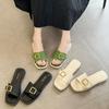 Women's Summer Fairy-Style Square Buckle Slippers - Soft Sole, Versatile Outdoor Beach Sandals