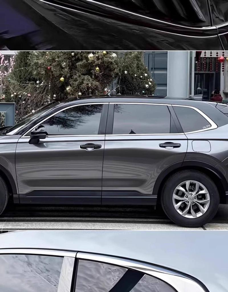 Honda CRV Haoying B-Pillar Door Trim: Black Chrome Strips