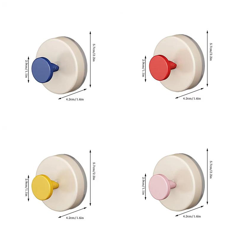 

4Colorful Suction Cup Hook Detachable Abs Wall Hooks Home Key Towel Storage Hook Bathroom Hangers Kitchen Storage Accessory