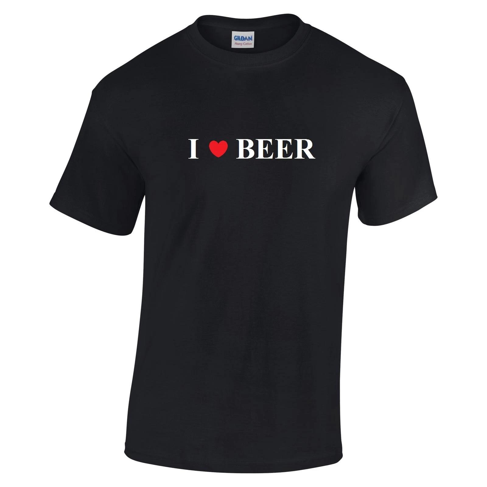 I HEART BEER Funny Gift LOVE T-Shirt Black White Cotton Shirt S - 5XL XL