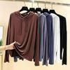 Modal Long-sleeved Hooded T-shirt Women's Spring Casual Large Size Loose Inner Bottoming Shirt Was Thin and Sunscreen Thin Top