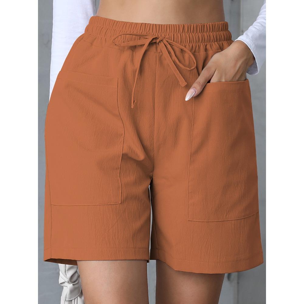 Trendy Women's Casual Drawstring Elastic Waist Relaxed Straight Leg Shorts, Lightweight Breathable Summer Shorts for Daily Wear & Outings shorts