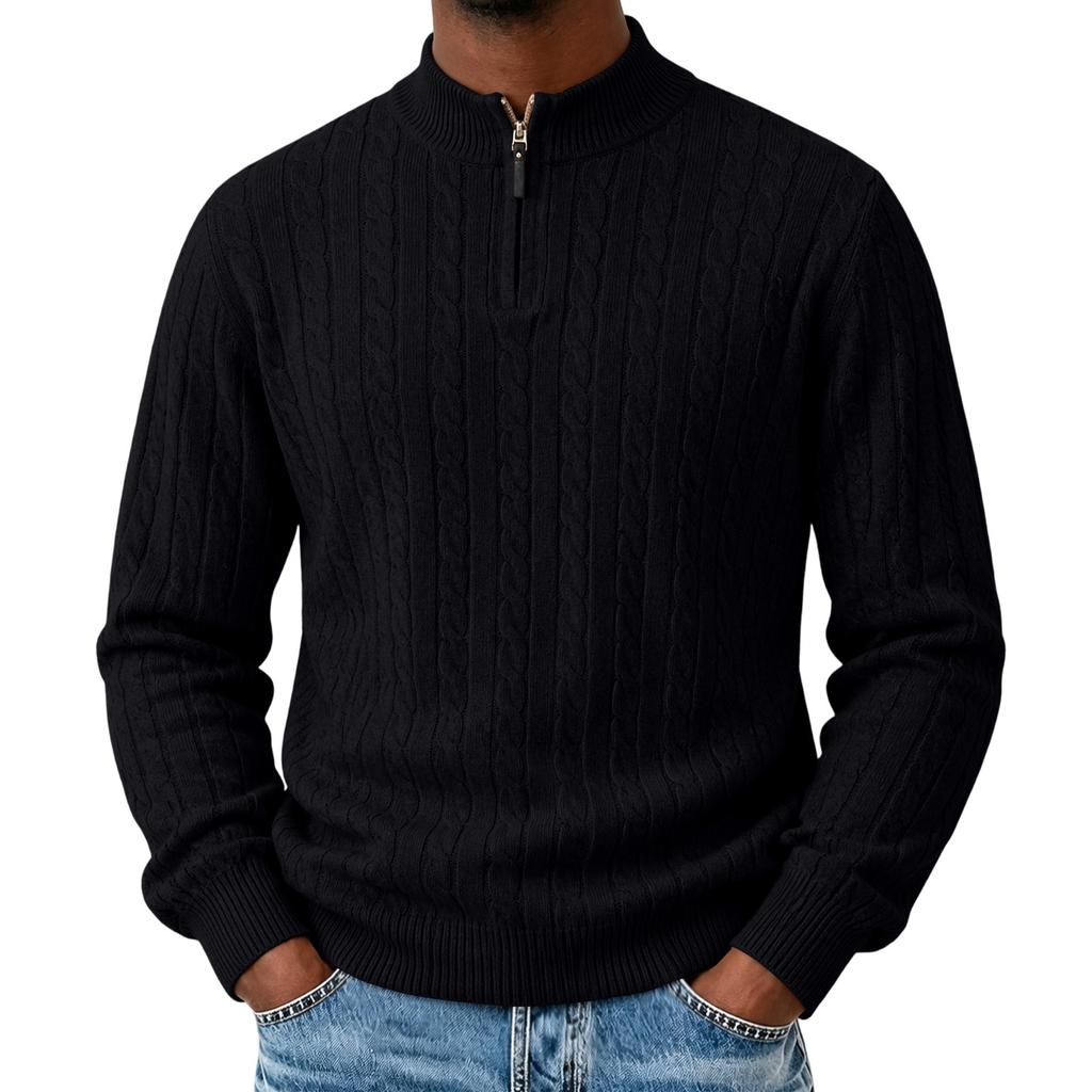 Men's Thick Knit Zip-Up Sweater, Casual Zip Cardigan for Fall and Winter Everyday Wear