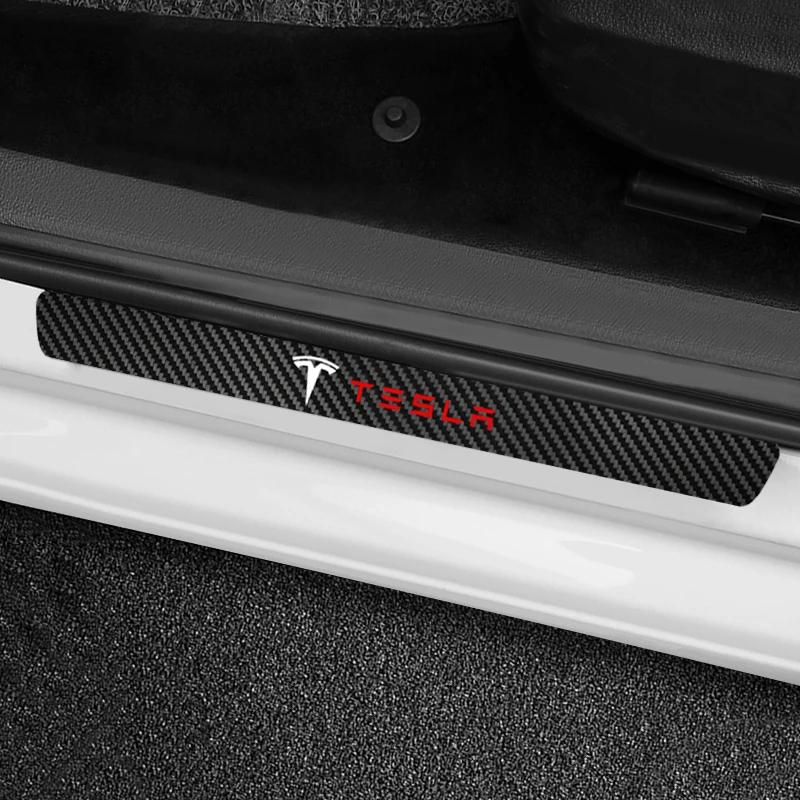 AMN1 Car Door Handle Protector with Car Sticker Door Sill Protector Stickers For Tesla Model 3 Model X Y Style Roadster