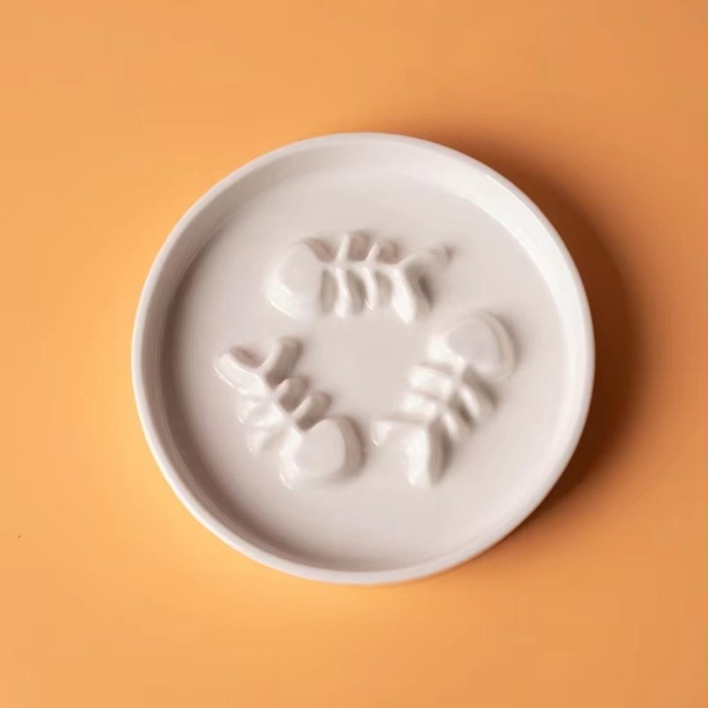 High-Foot Ceramic Raised Pet Bowl Neck Guard Flat Face Cat Stand Bowl Large Diameter Slow Feeder Bowl Outdoor Feeding