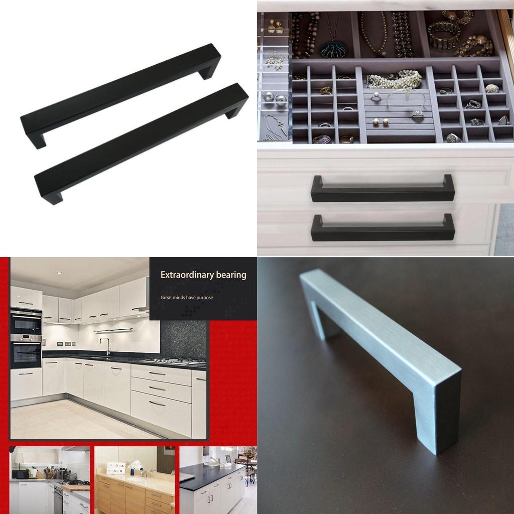 Black And Silver Modern Drawer Handles With Satin Texture For Wardrobes And Kitchen Cupboards