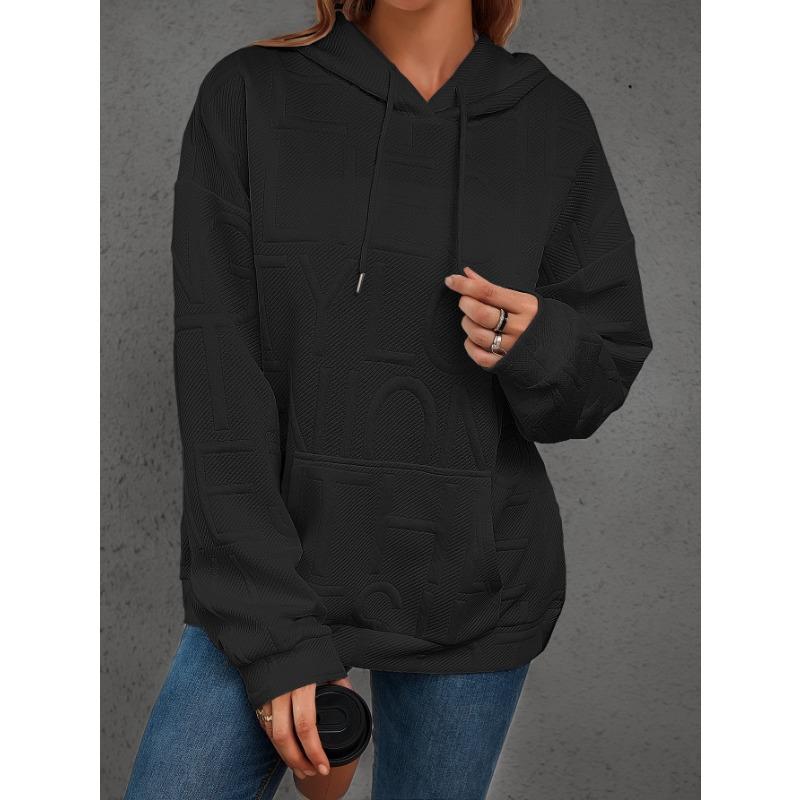 Damen S Lässig Einfarbig Buchstabendruck Pullover mit Kapuze Sweatshirt