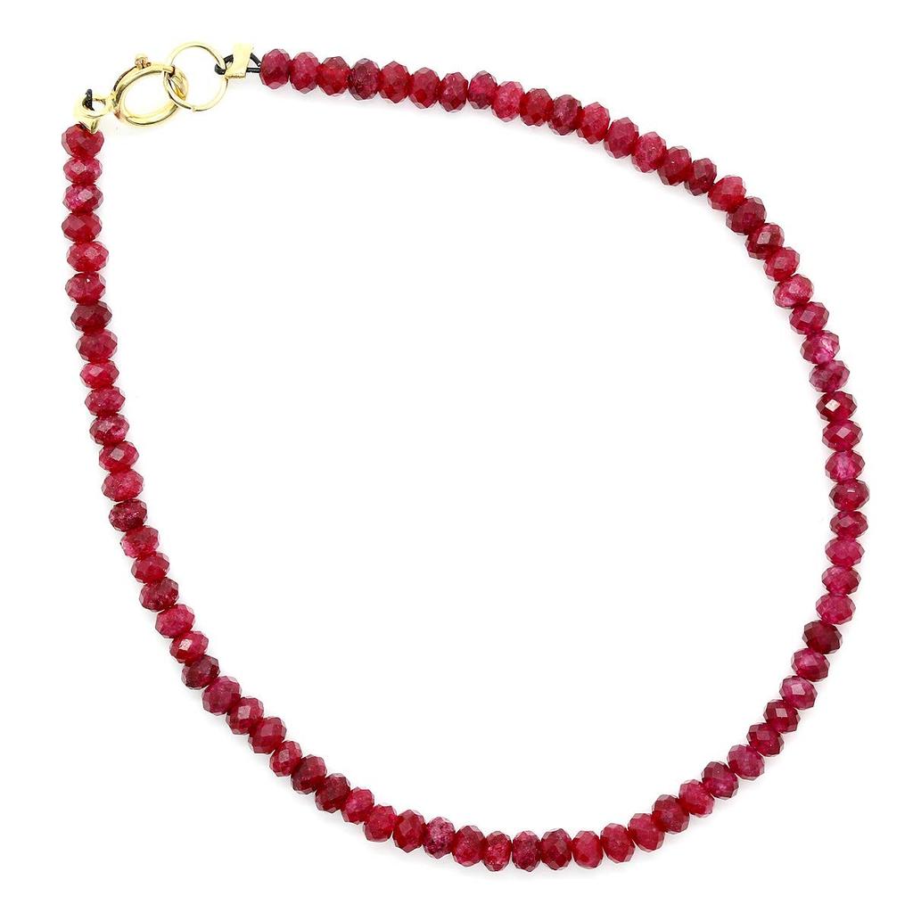 Rubin ca. 3mm x 2mm Schliff Armband Juligeburtsstein Naturstein Kraftstein [Ishiki] [b643]